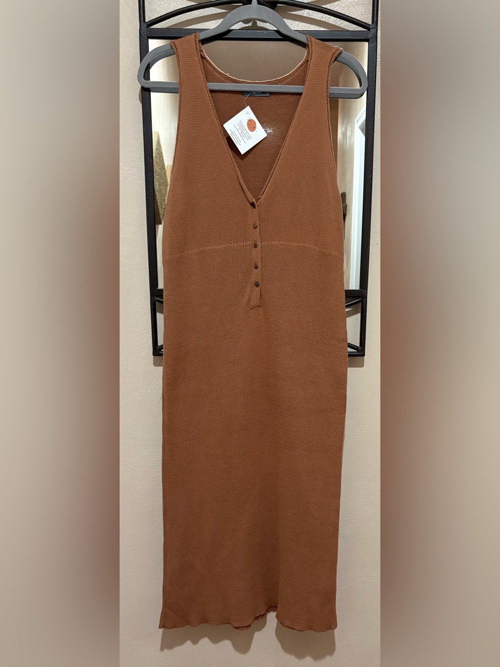 NWT Sweet Lovely by Jen Sleeveless Knit Midi Dress in Brown Size L